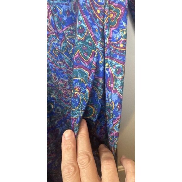 VTG Miss Elaine At Home Colorful 3/4 Sleeve V-Neck Snap Front Robe Pockets Sz S - Picture 3 of 7